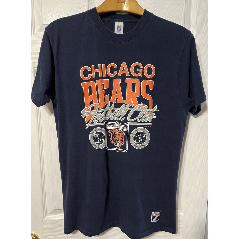 Vintage Logo 7 Chicago Bears Navy T-Shirt 1980s Made in USA XL (RUNS SMALL)‎